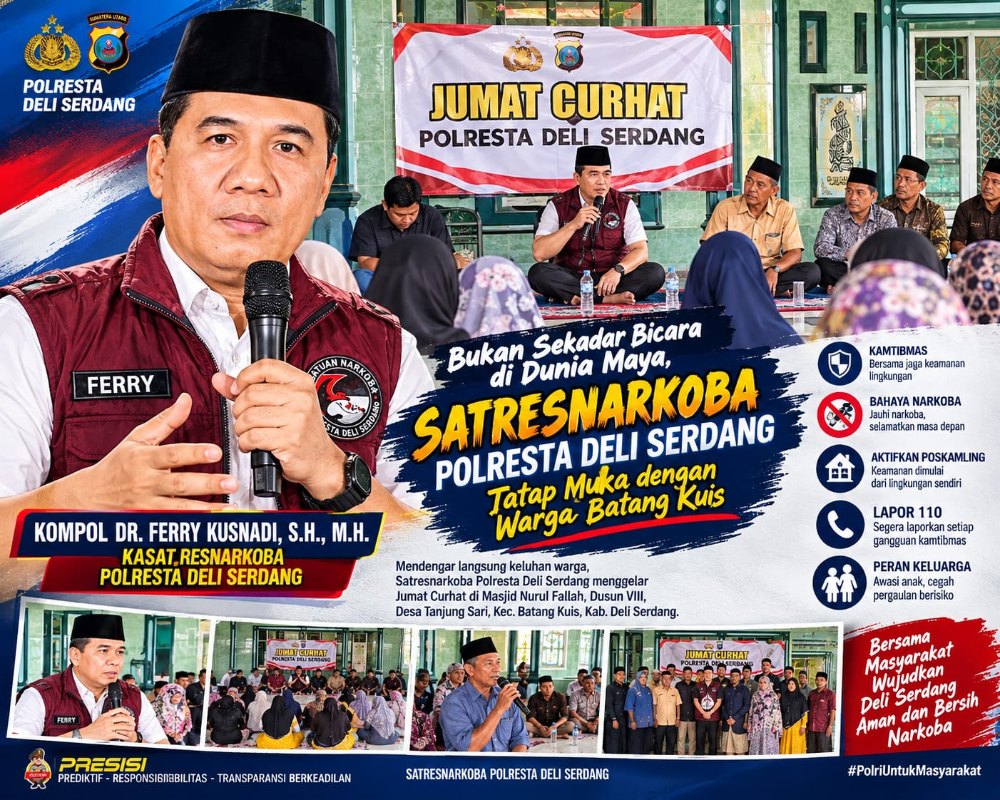 Bukan Sekadar Bicara di Dunia Maya, Satresnarkoba Polresta Deli Serdang Tatap Muka dengan Warga Batang Kuis