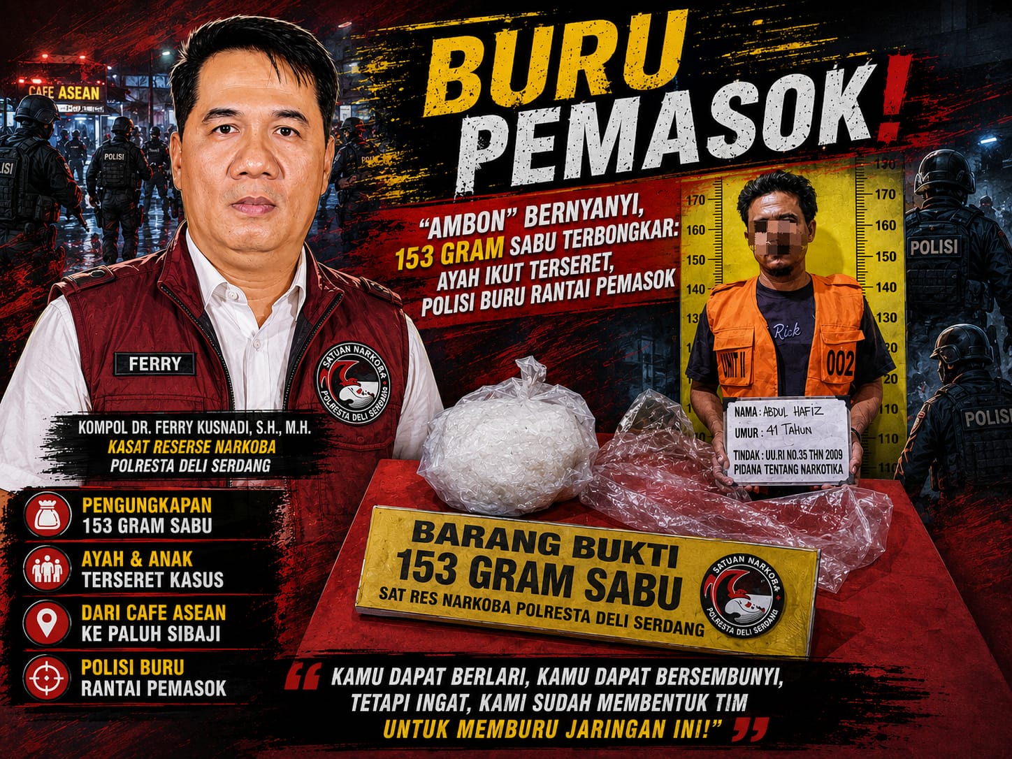 Bapak-Anak Terseret Kasus Sabu, Pengembangan “AMBON” Buka Tabir 153 Gram di Pantai Labu