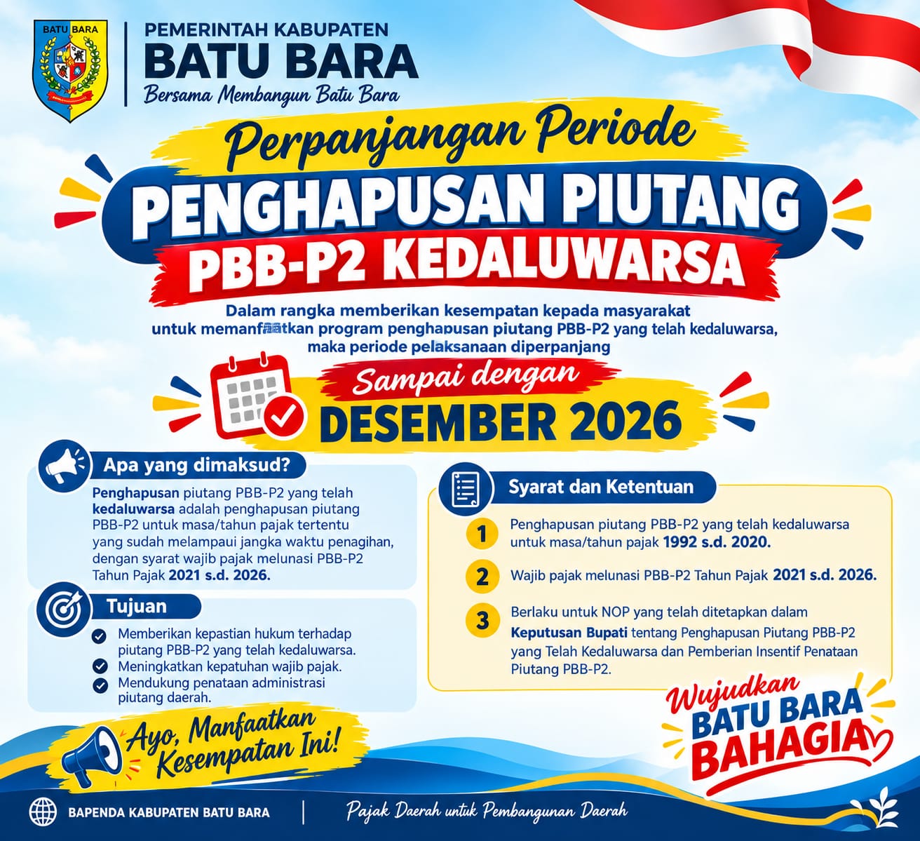 Program Penghapusan Piutang PBB-P2 Kedaluwarsa Diperpanjang, Pemkab Batu Bara Ajak Masyarakat Patuh Pajak*